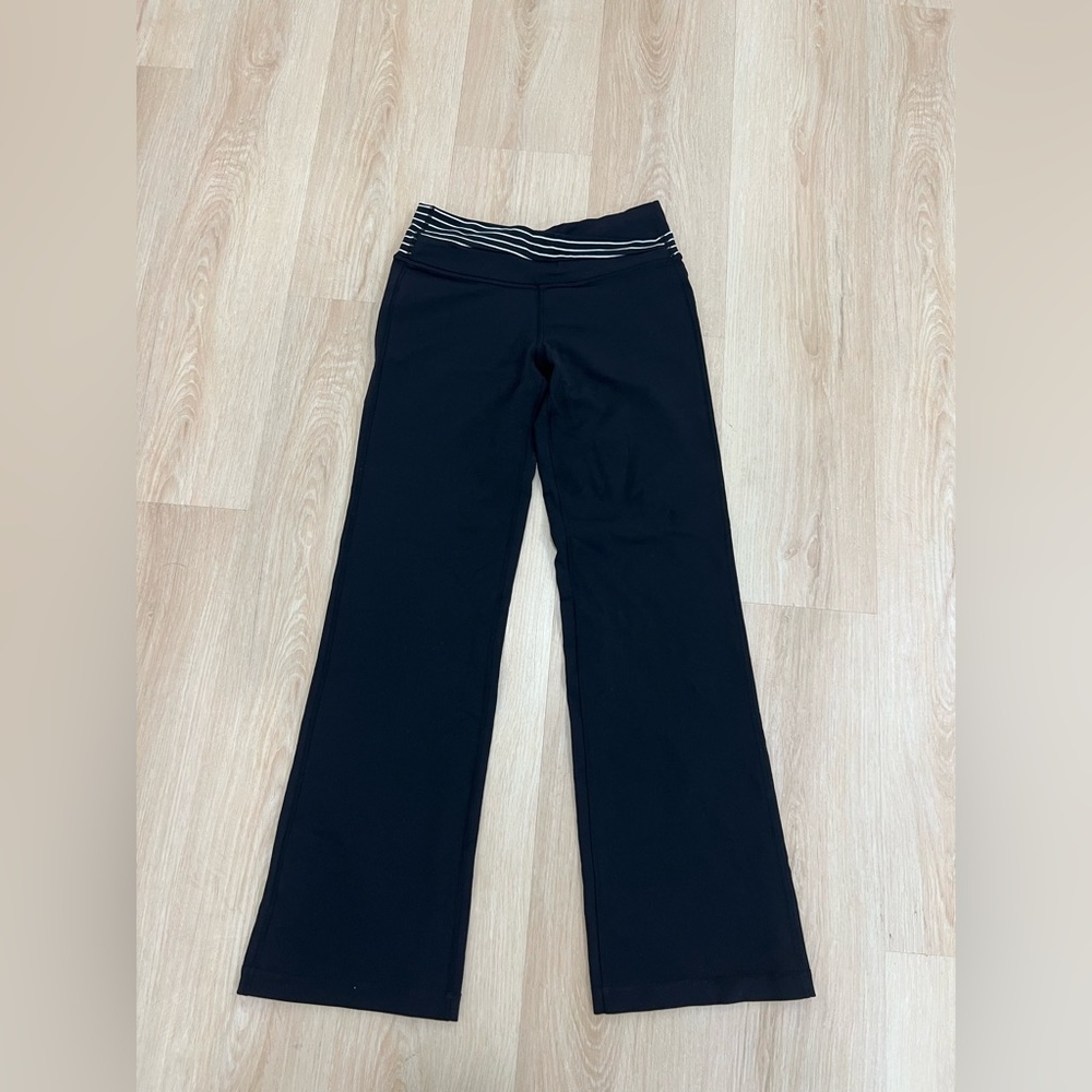lululemon athletica Black Pants Leggings with Striped Waistband